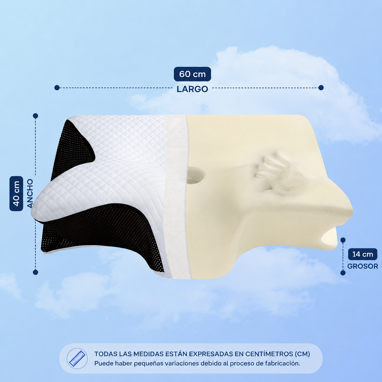 Medidas de la almohada cervical Somni